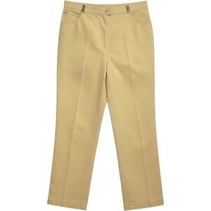 St John Sport Marie Gray Straight Leg Pants Women Yellow Cotton Quiet Luxury 8